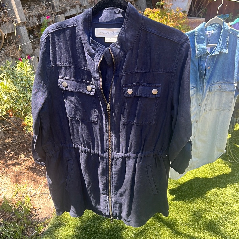 Navy blue soft jacket size medium treasure and bond